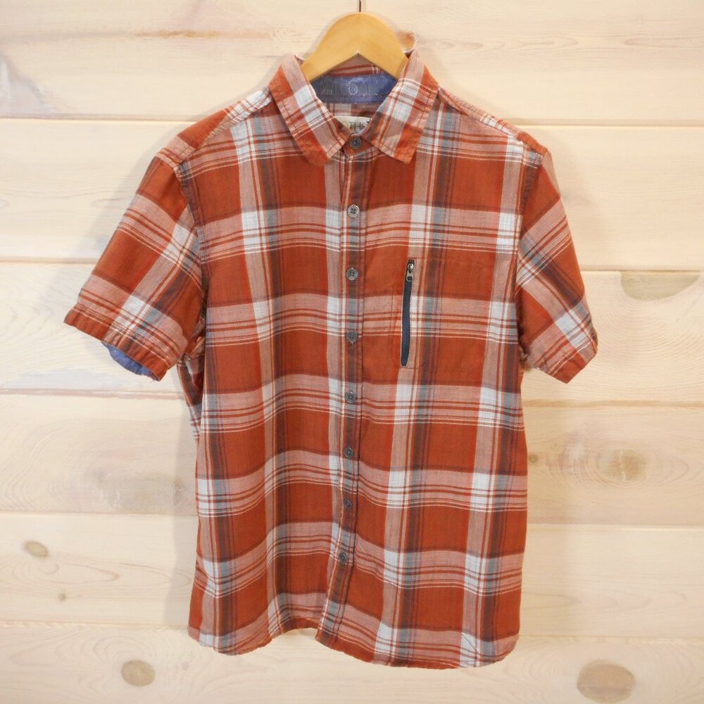 Ecoths Mens size M Plaid Button-up Shirt Lightweight Short Sleeve Organic Cotton